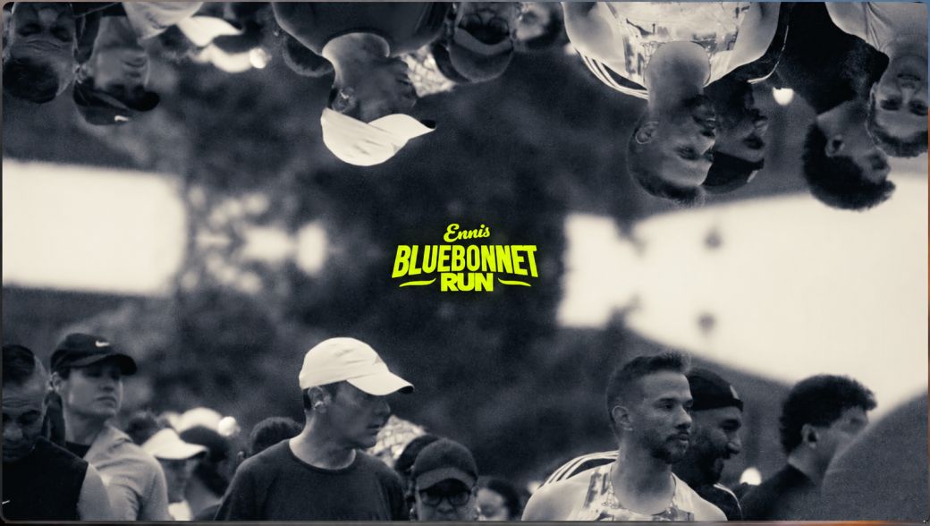 Black and white image of runners at the bluebonnet run race.
